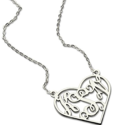 Solid Gold Heart Monogram Necklace