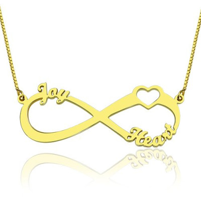Heart Infinity Necklace 3 Names - 18CT Gold