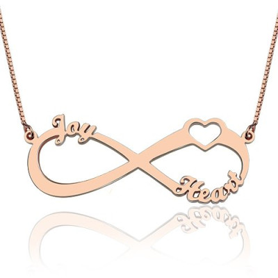 Heart Infinity Necklace 3 Names 18CT Rose Gold