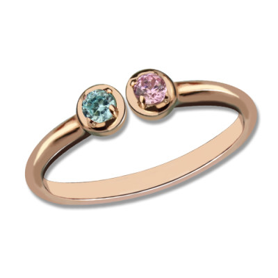 Dual Birthstone Ring 18CT Rose Gold