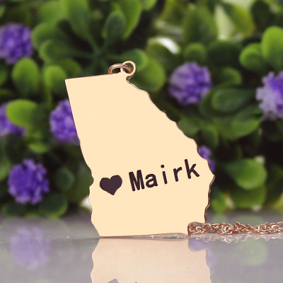 Custom Georgia State Shaped Necklaces - Rose Gold