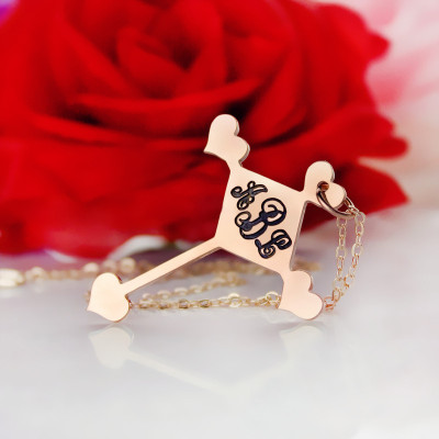 Custom 18CT Rose Gold Cross Monogram Necklace