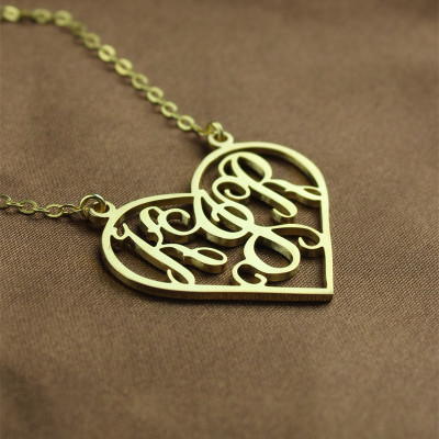 Solid Gold Initial Monogram Personalised Heart Necklace