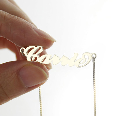 Solid White Gold Carrie Name Name Necklace - Box Chain