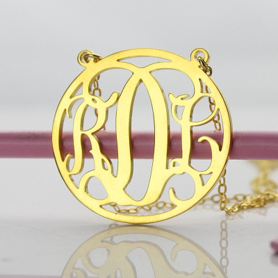 Circle 18CT Solid Gold Initial Monogram Name Necklace
