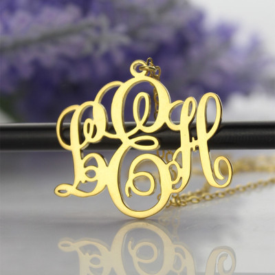 Personalised Vine Font Initial Monogram Necklace - 18CT Gold