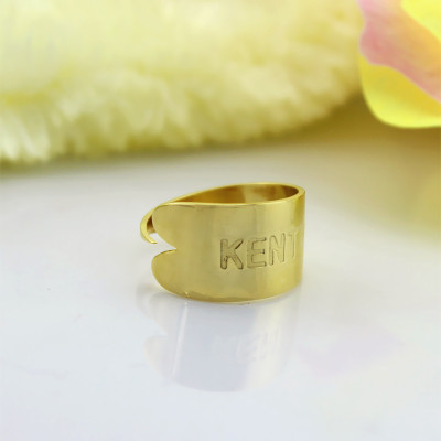 18CT Gold Name Engraved Cuff Rings