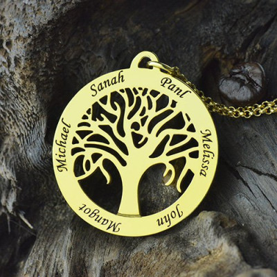 Tree of Life Jewellery Family Name Necklace - 18CT Gold