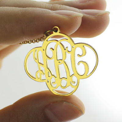 Personalised Cut Out Clover Monogram Necklace - 18CT Gold