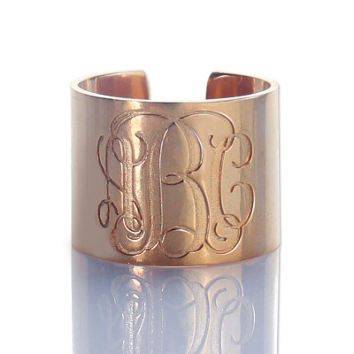 Engraved Monogram Cuff Ring Rose Gold