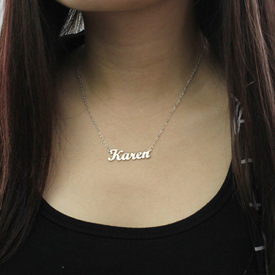 Solid 18CT White Gold Karen Style Name Necklace
