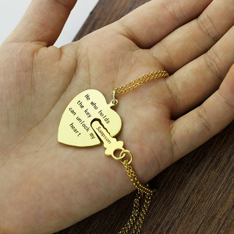Customizable Engraved Matching Couple Puzzle Necklaces, Custom Front and  Back