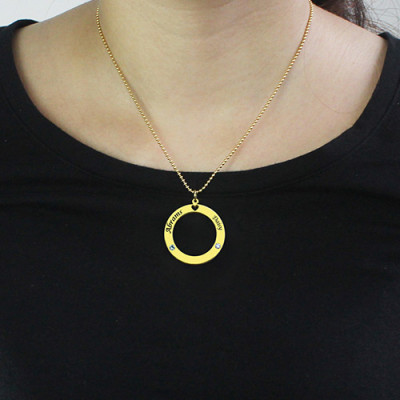 Circle of Love Name Necklace with Birthstone 18CT Gold