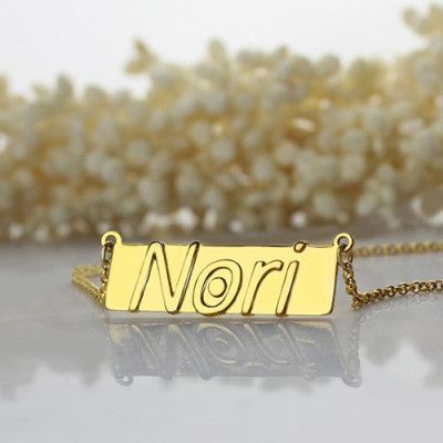 Custom Nameplate Bar Necklace - 18CT Gold