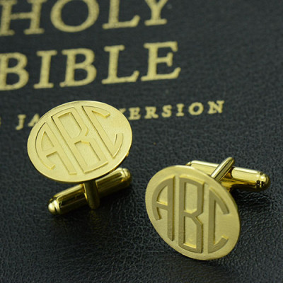Cool Mens Cufflinks with Monogram Initial - 18CT Gold