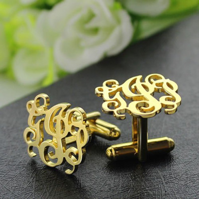 Monogrammed Cuff links Cut Out Initials - 18CT Gold