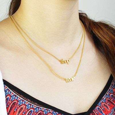 Double Layer Mini Name Necklace - 18CT Gold