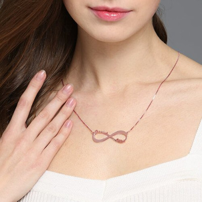 18CT Rose Gold Double Name Infinity Necklace