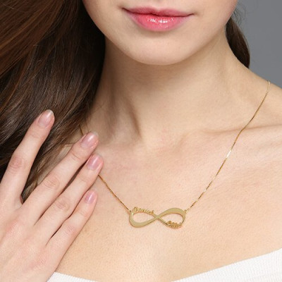 18CT Gold Infinity Necklace Double Name