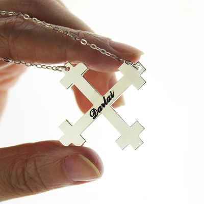 Solid Gold Julian Cross Name Name Necklace s Troubadour Cross Jewellery