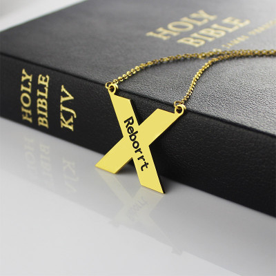 Personalised 18CT Gold St. Andrew Name Cross Necklace