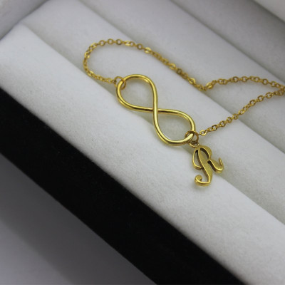 Infinity Knot Initial Necklace 18CT Gold