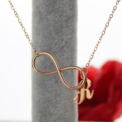 Rose Gold Infinity Initial Necklace