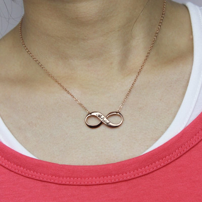 18CT Rose Gold Engraved Infinity Necklace