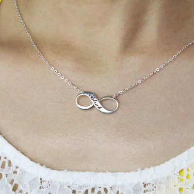 Solid Gold Engraved Name Infinity Necklace