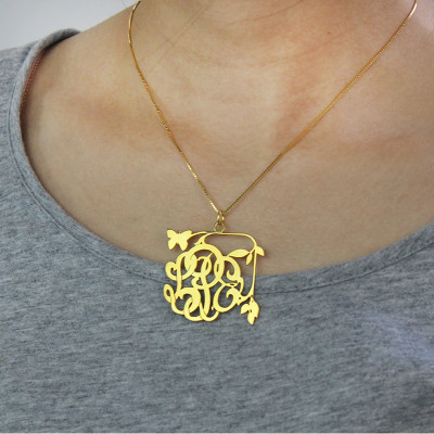 Vines Butterfly Monogram Initial Necklace - 18CT Gold