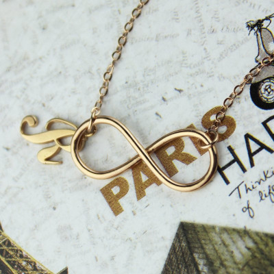 Rose Gold Infinity Initial Necklace