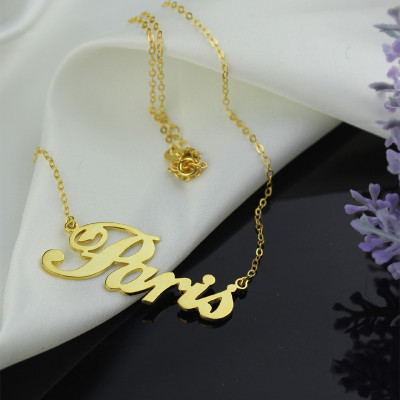 Paris Hilton Style Name Necklace 18CT Solid Gold