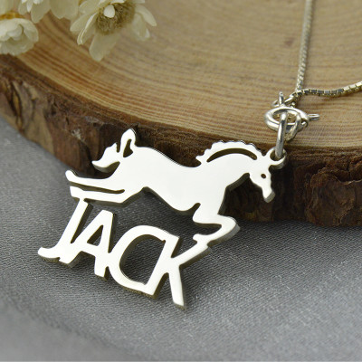 Solid Gold Horse Name Necklace for Kids
