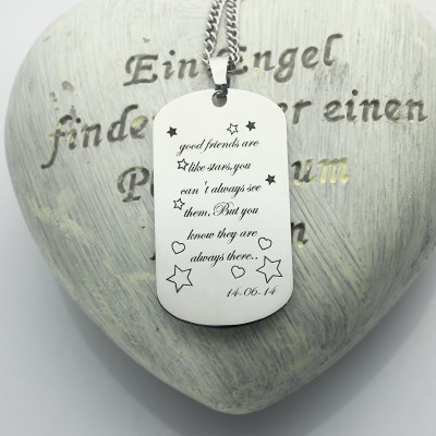 Solid White Gold Best Friends Gift Dog Tag Name Necklace