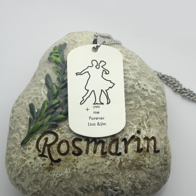Solid Gold Dancing Theme Dog Tag Name Necklace
