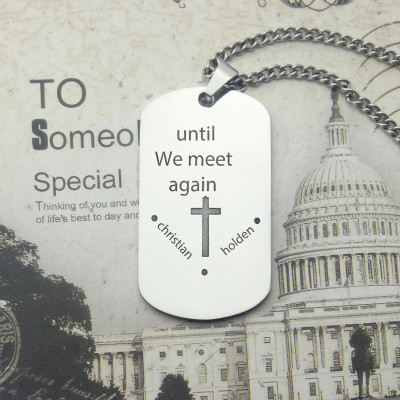 Solid Gold Remembrance Dog Tag Name Necklace