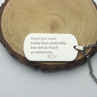 Solid Gold Love Song Dog Tag Name Necklace