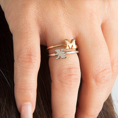 Women's Midi Initial Solid Gold Ring