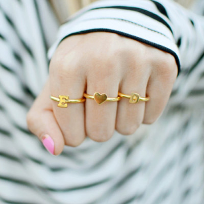 Stackable Initial Ring - 18CT Gold