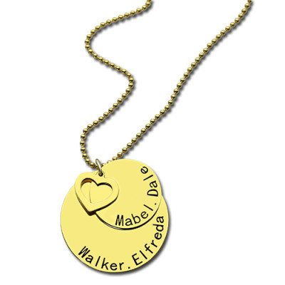 Disc Family Jewellery Necklace Engraved Name - 18CT Gold