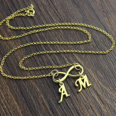 Infinity Pendant Double Initial - 18CT Gold