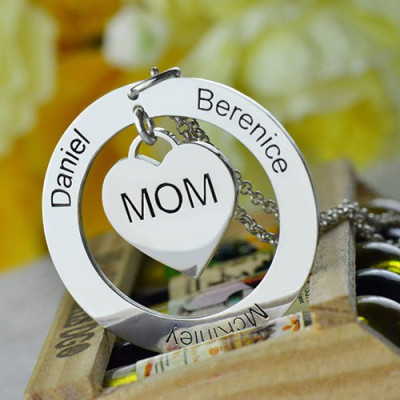 Solid Gold Family Names Necklace For Mom