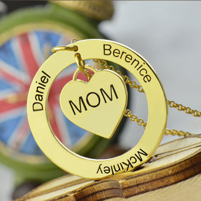 Family Names Necklace For Mom 18CT Gold Plating