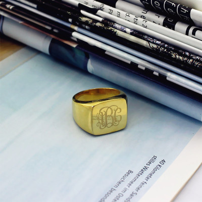 18CT Gold Fashion Monogram Initial Ring