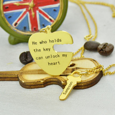 He Who Holds the Key Couple Necklaces Set - 18CT Gold