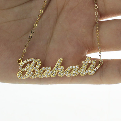 18CT Gold Full Birthstone Carrie Name Necklace