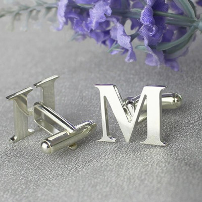 Solid White Gold Best Designer Cufflinks with Initial