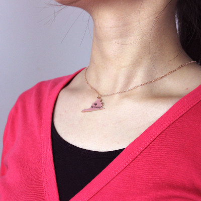 Virginia State USA Map Necklace - Rose Gold