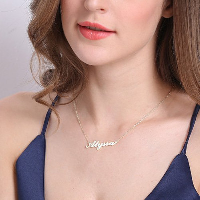 Solid White Gold Carrie Name Necklace