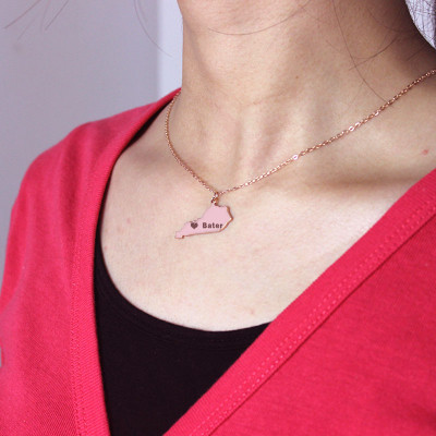 Custom Kentucky State Shaped Necklaces - Rose Gold